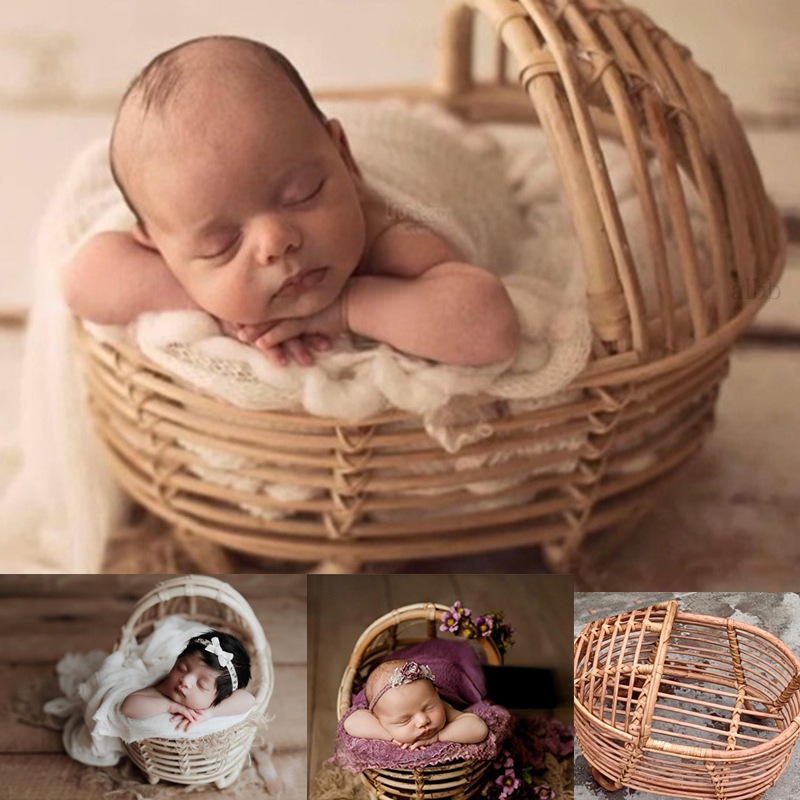 Baby Nursery Boy - Newborn Photography Props Rattan Round Container