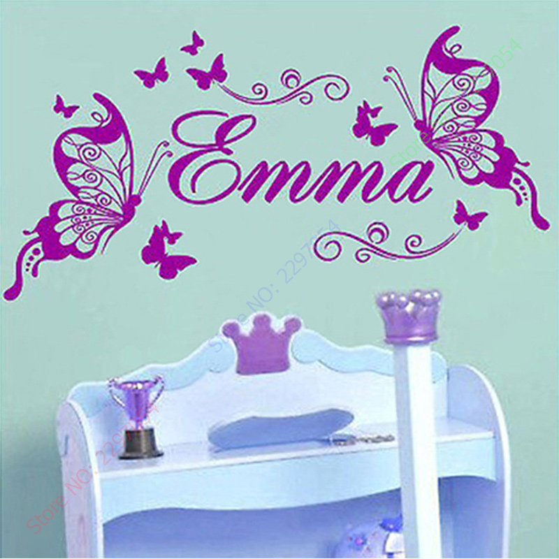 Mới Bướm Cá Tính Tên Vinyl Dán - đánh giá và giá Baby Nursery Decor Girl