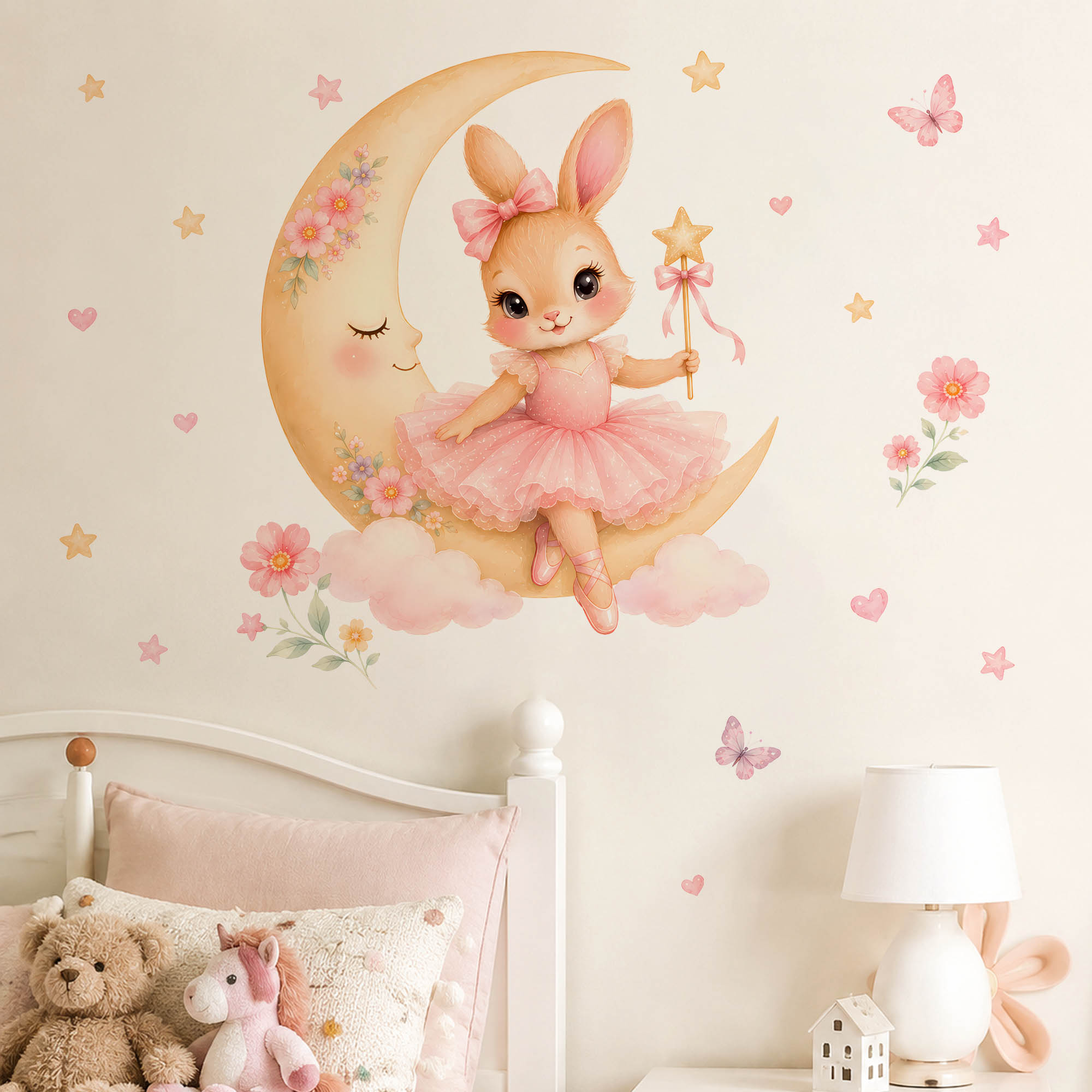 Watercolor Ballerina Bunny Moo - đánh giá và giá Baby Nursery Decor Girl
